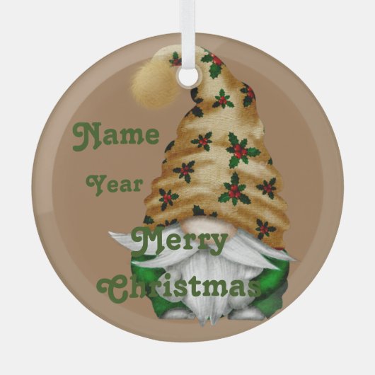 Gnome Holiday Kerstversiering Glas Ornament (Voorkant)