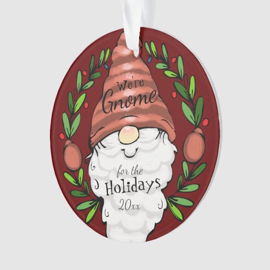 Gnome Holiday Persoonlijk Bericht Ornament (voorkant)
