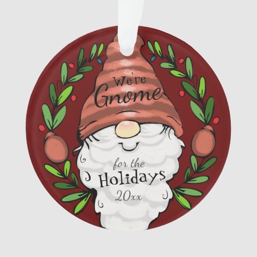 Gnome Holiday Persoonlijk Bericht Ornament (voorkant)