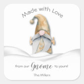Gnome Homemade Food Holiday Baking Persoonlijk Vierkante Sticker (Voorkant)