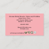 Gnome Hometown Bakery Pastry Cakes & Sweet Pink Visitekaartje (Achterkant)