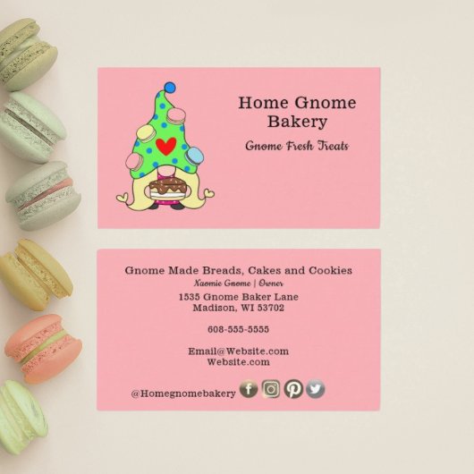 Gnome Hometown Bakery Pastry Cakes & Sweet Pink Visitekaartje