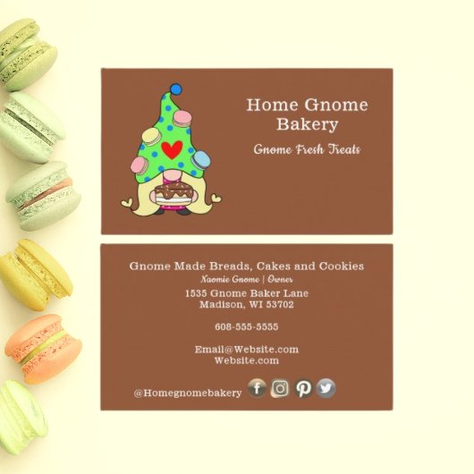 Gnome Hometown Bakery Pastry Cakes & Treed Brown Visitekaartje