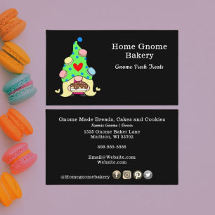 Gnome Hometown Bakery Pastry Cakes & Trees Black Visitekaartje