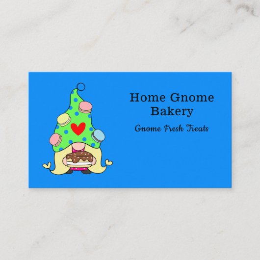Gnome Hometown Bakery Pastry Cakes & Trees Blue Visitekaartje (Voorkant)