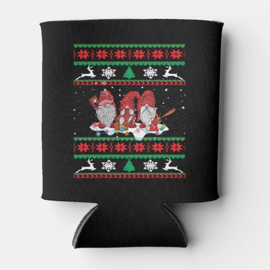 Gnome honkbal kerst blikjeskoeler (Voorkant)