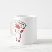 Gnome houdt Kerstmis-spandoek vast Koffiemok (Voorkant links)
