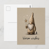 Gnome-illustratie met tekst 'Warme Wensen' Briefkaart (Voorkant / Achterkant)