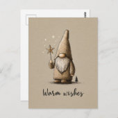 Gnome Illustration with "Warm Wishes" Text Briefkaart (Voorkant / Achterkant)