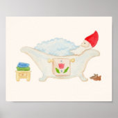 Gnome in Bubble Bath badkamerart print (Voorkant)