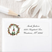 Gnome in een kerstkrans etiket (Insitu)