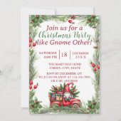 Gnome in een  rode truck kerstfeest kaart (Voorkant)