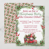 Gnome in een  rode truck kerstfeest kaart (Voorkant / Achterkant)