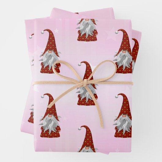 Gnome in een rood pak inpakpapier vel (In situ)