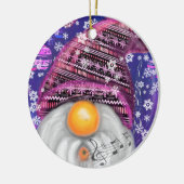 Gnome in het Paarse Pet Zingt een kerstliedje Keramisch Ornament (Links)