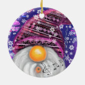 Gnome in het Paarse Pet Zingt een kerstliedje Keramisch Ornament (Achterkant)