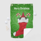 Gnome in Kerstmis Stocking Snowflakes wervelingen Golfhanddoek (Insitu)
