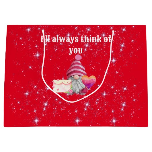 Gnome in love with rainbow heart groot cadeauzakje (Voorkant)