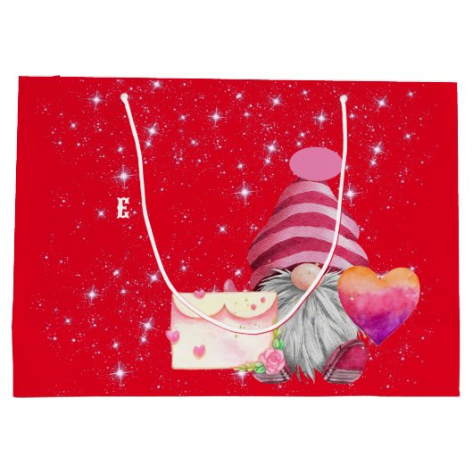 Gnome in love with rainbow heart groot cadeauzakje (Achterkant)