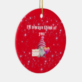 Gnome in love with rainbow heart keramisch ornament (Rechts)