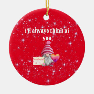 Gnome in love with rainbow heart keramisch ornament