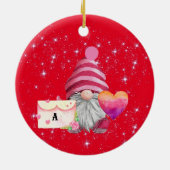 Gnome in love with rainbow heart keramisch ornament (Achterkant)