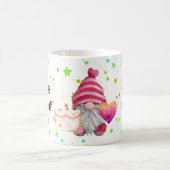 Gnome in love with rainbow heart magische mok (Center)