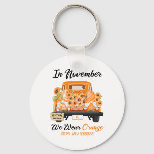 Gnome In November We Draag Oranje Ribbon CrPS Awar Sleutelhanger