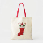 Gnome in Red Kerstmis, Candy Canes Holly Tote Bag (Voorkant)