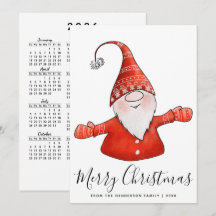 Gnome in Rood 2025 Kalender Vrolijk Kerstfeest Noo