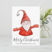 Gnome in Rood 2025 Kalender Vrolijk Kerstfeest Noo Feestdagenkaart (Staand voorkant)