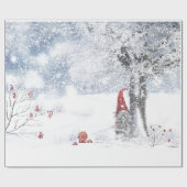 GNOME IN SNEEUWGEDEKTE BOSSCHRISTMAS GIFT WRAP CADEAUPAPIER (Vlak)