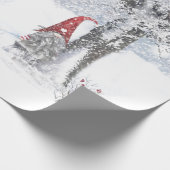 GNOME IN SNEEUWGEDEKTE BOSSCHRISTMAS GIFT WRAP CADEAUPAPIER (Hoek)