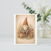 Gnome in vintage stijl op een boomstam briefkaart (Staand voorkant)