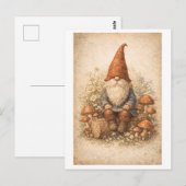 Gnome in vintage stijl op een boomstam briefkaart (Voorkant / Achterkant)