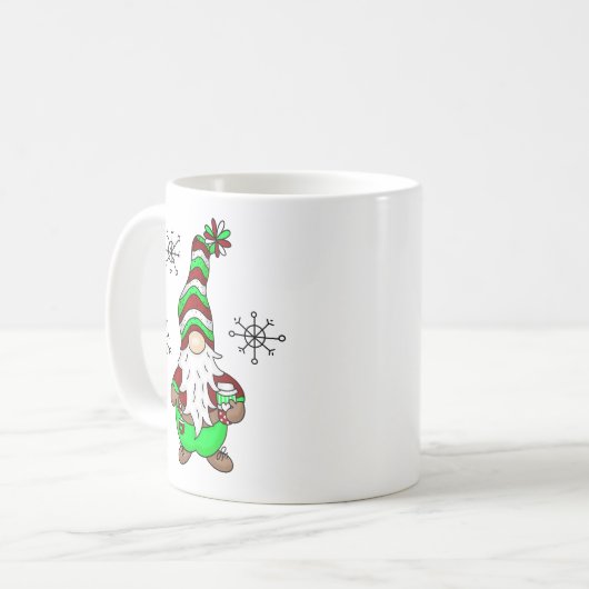 Gnome is waar de koffie is | Schattigee kerst Koffiemok (Voorkant links)