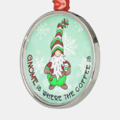 Gnome is waar de koffie is | Schattigee kerst Metalen Ornament (Links)