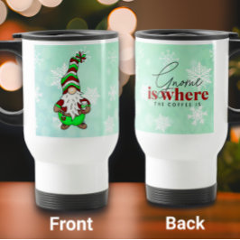 Gnome is waar de koffie is | Schattigee kerst Reisbeker