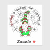 Gnome is waar de koffie is | Schattigee kerst Sticker (Vel)