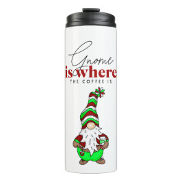 Gnome is waar de koffie is | Schattigee kerst Thermosbeker