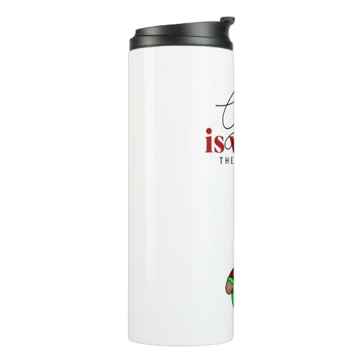 Gnome is waar de koffie is | Schattigee kerst Thermosbeker (Gedraaid links)