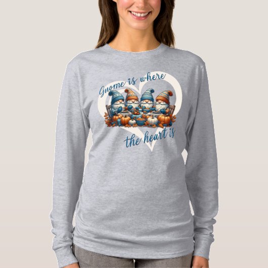 Gnome is waar het hart is | Herfst Gnome T-shirt (Voorkant)
