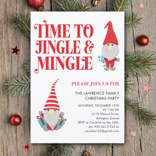 Gnome Jingle Mingle Fun Kerstfeest Kaart