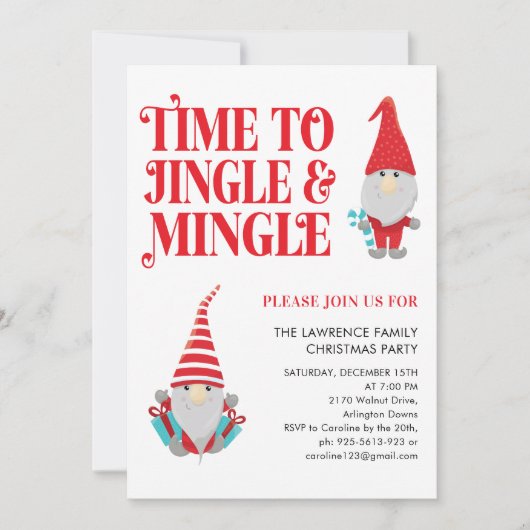Gnome Jingle Mingle Fun Kerstfeest Kaart (Voorkant)