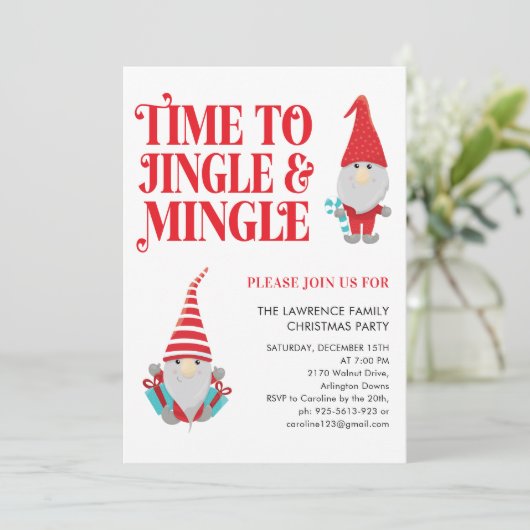 Gnome Jingle Mingle Fun Kerstfeest Kaart (Staand voorkant)