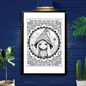 Gnome kan Mandala volwassen kleuring bloeien Poster