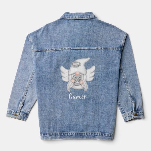 Gnome Kanker Zodiac Astrologie Teken Engel Vrouwen Denim Jacket (Achterkant)