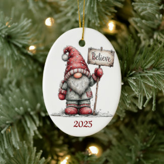 Gnome keramische ovale kerstornament keramisch ornament