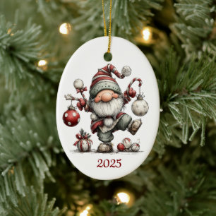 Gnome keramische ovale kerstornament keramisch ornament