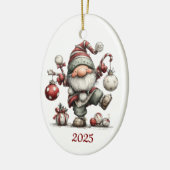 Gnome keramische ovale kerstornament keramisch ornament (Links)